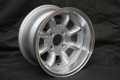 Sada kol pro Fiat 124, 127, 128, 131, X1/9, design Minilite, stříbrné/leštěné, 7x13 (cena za 4 ks)